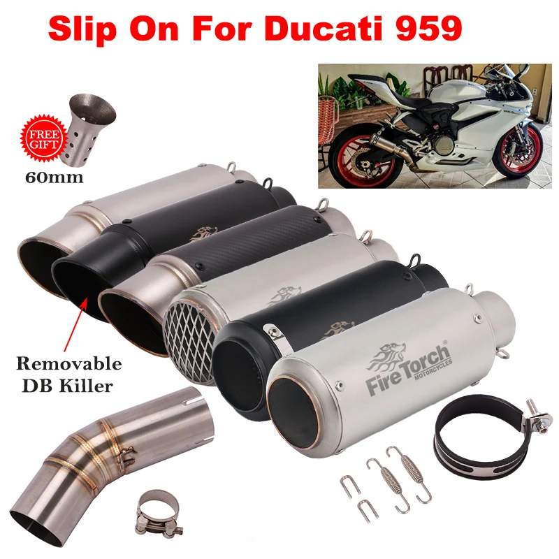 

Slip On For Ducati 959 Panigale Motorcycle Racing GP Project Exhaust Escape Modified Link Pipe Carbon Fiber Muffler DB Killer