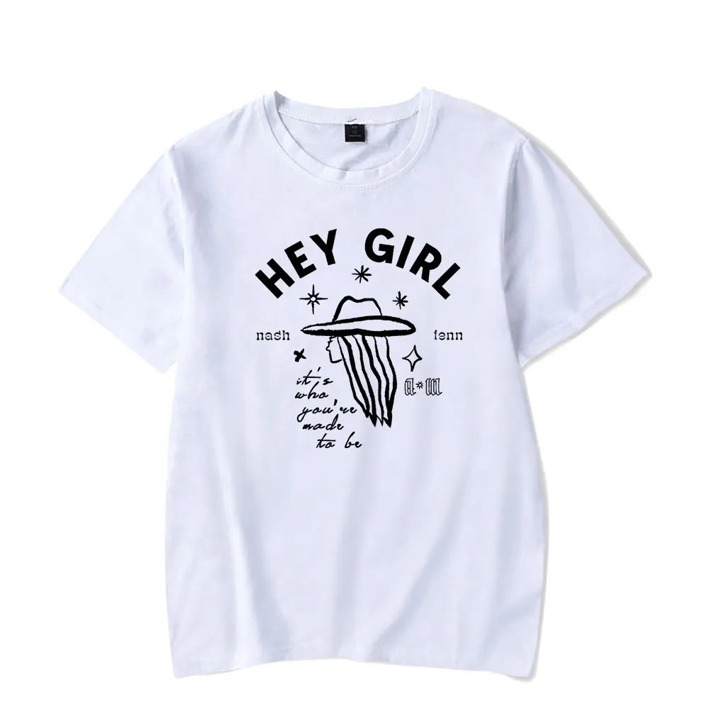 Anne Wilson Hey Girl Short Sleeve Tee Women Men Crewneck Fashion T-shirt