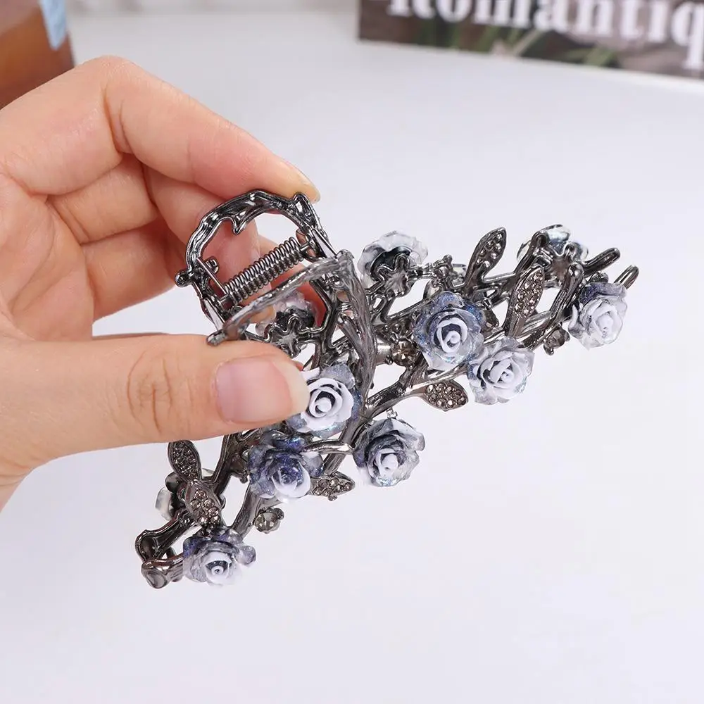 زهرة كاميليا مشبك شعر ذيل حصان حامل إكسسوارات الشعر مشبك شعر معدني على شكل سرطان البحر غطاء رأس على الطراز الكوري مشبك قرش كبير للحفلات #3