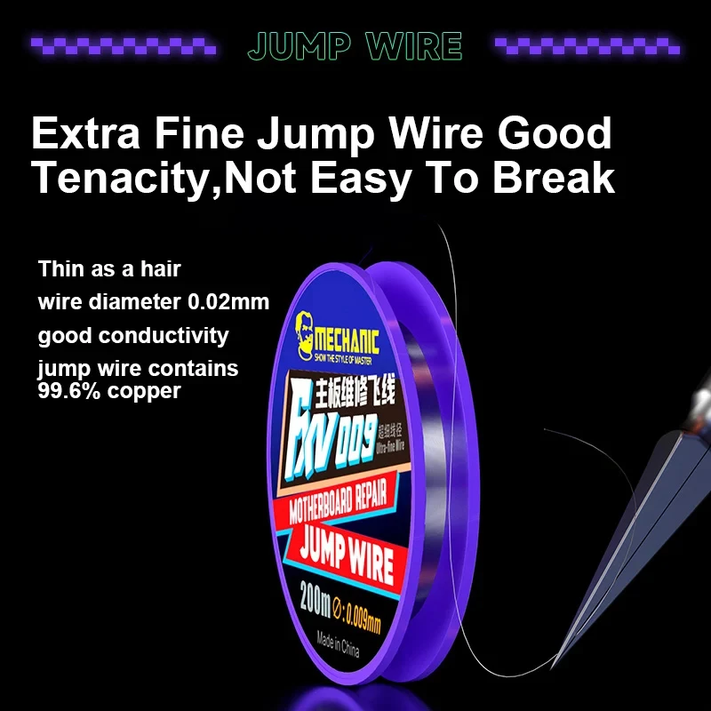 Mechanic FX-9 / FXV009 200M Non-magnetic Jump Wire For Motherboard Drop Point PCB Link Welding Repair Flying Line