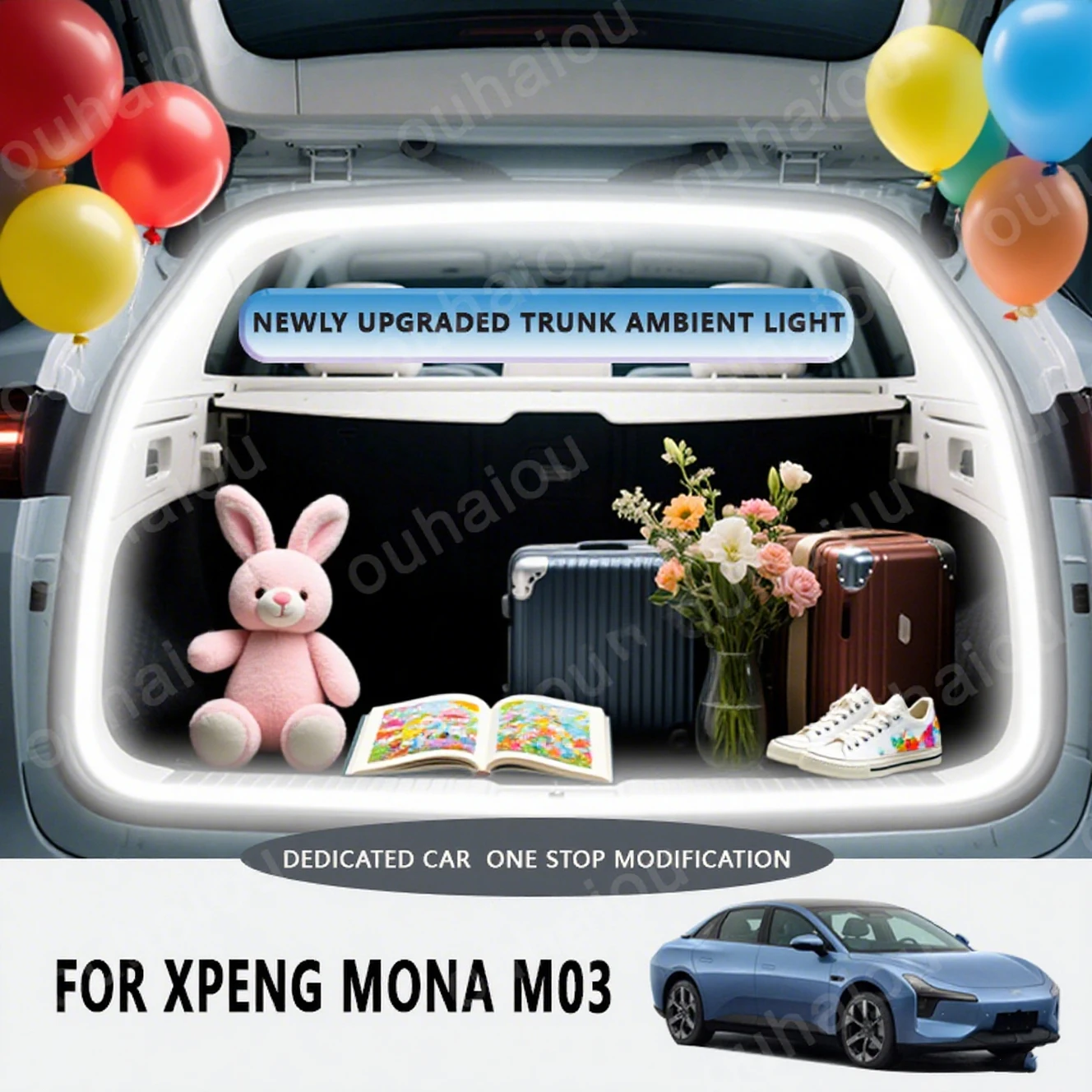 

FOR XPENG MONA MO3 Rear Trunk LED Light Bar Strips Trunk Interior Decorative Lamp Strip Luggage Atmosphere Light