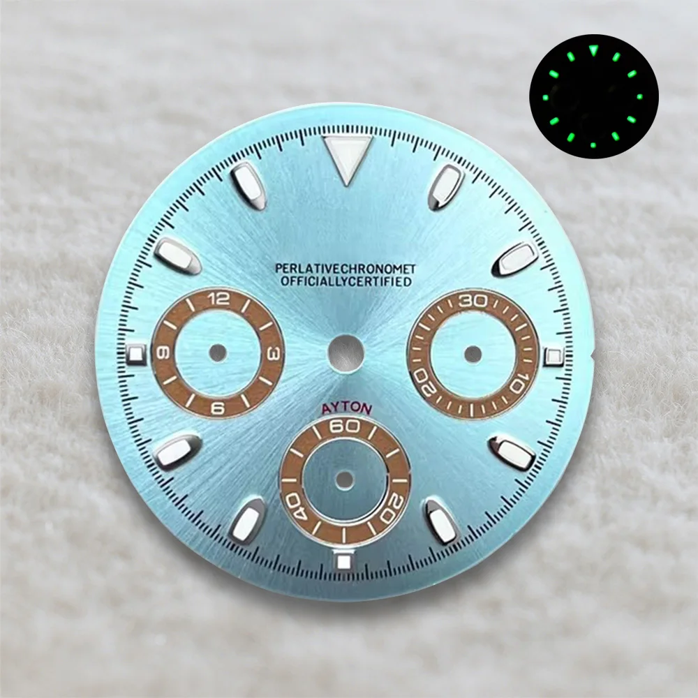 New 29.5mm Dial S Logo Dial DTN Panda Dial Suitable For VK63 Movement Green Luminous Watch Modification Accessories Tools - view 6