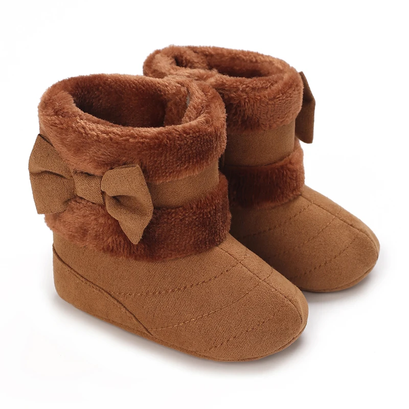 Süße Bowknot bequeme Stiefel für Mädchen weich warm plus Fleece Stiefel für Indoor Walking Herbst und Winter