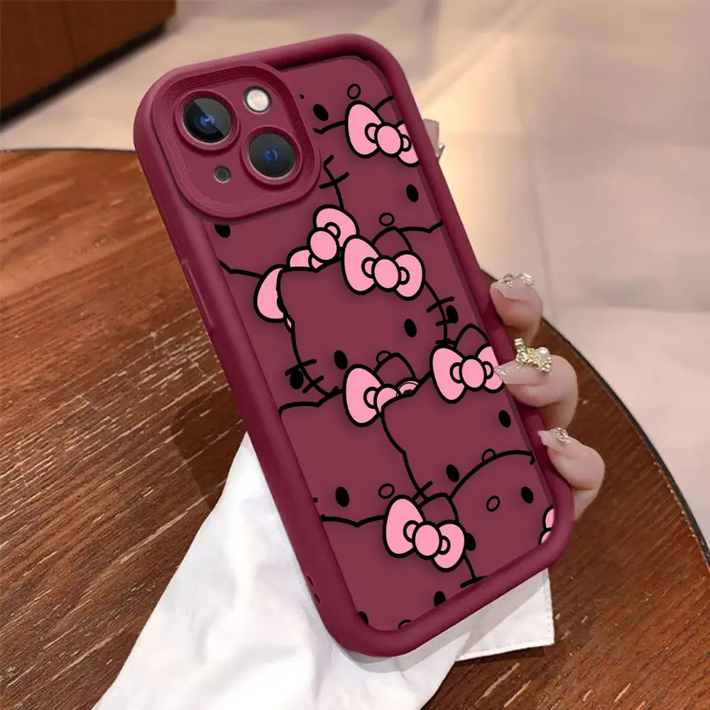 Nette Katze Hallo K-Kitty Telefon Fall Für MOTO G9 G22 G24 G32 G34 G35 G52 G53 G54 G60 G75 G84 G85 E22 E32 E40 EDGE 40 50 60E Fall