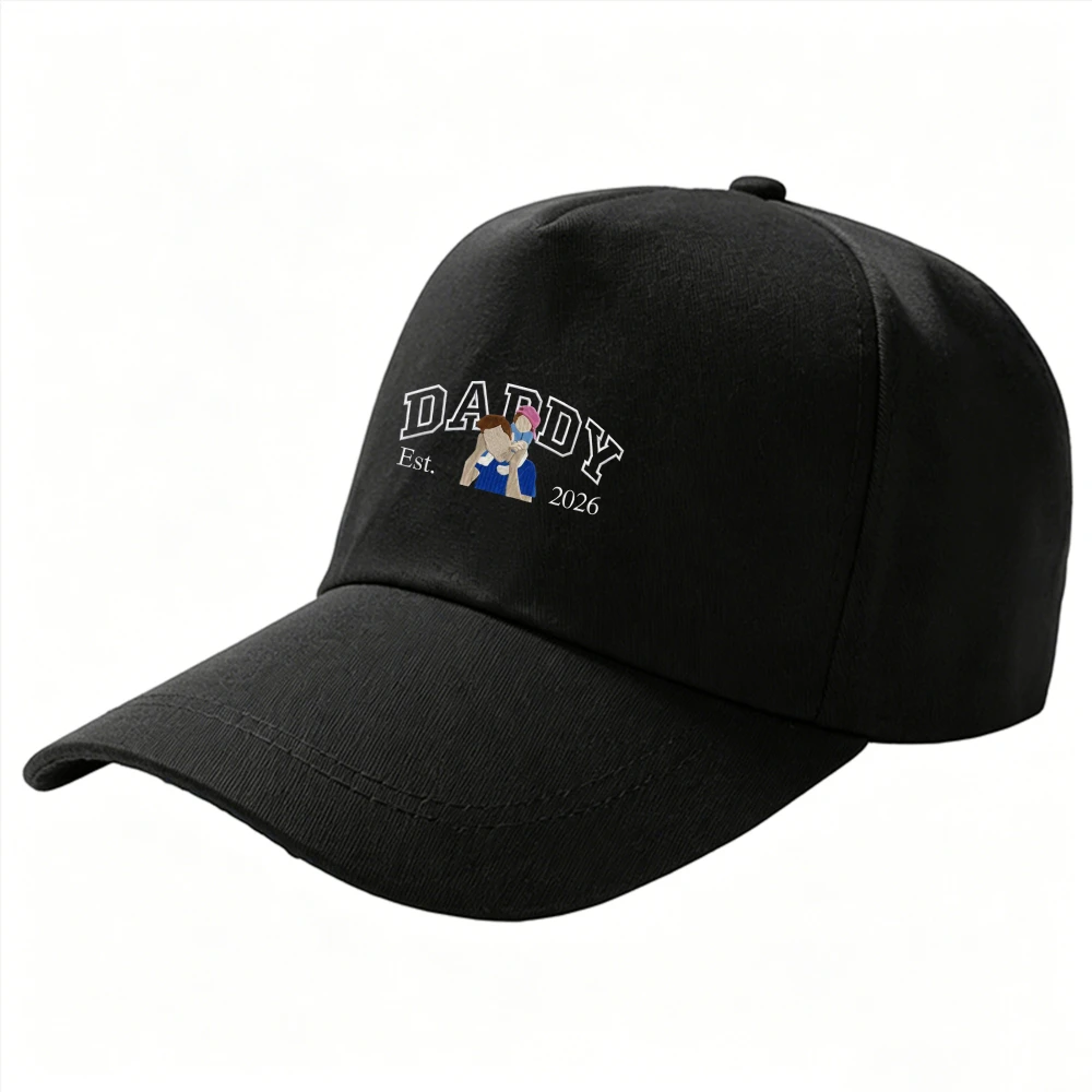 Adjustable Curved Brim Baseball Cap DADDY Est.2026 Father Baby Print Casual Sun Hat Gift for New Daddy Daily Outdoor Hat