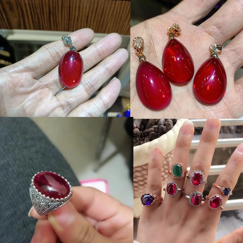 Boxed Ruby Oval Flat Cut VVS High Hardness Loose Gemstones for Jewelry Making/Collection/Inlay/Gift Pretty Stone