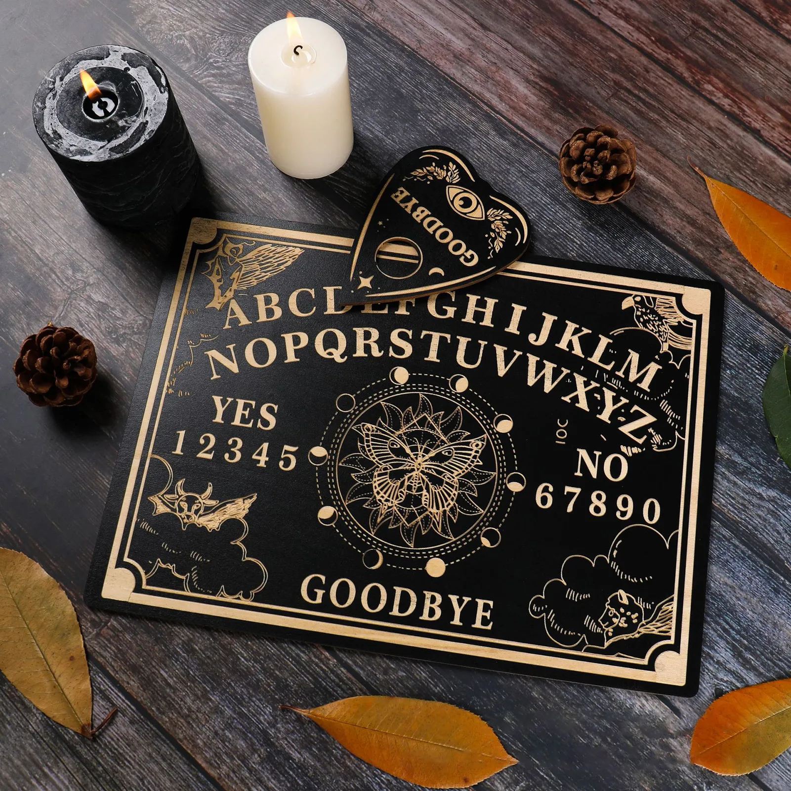 12Inch Gỗ Bói Toán Con Lắc Ban Khắc Thần Chú Bảng Ouija Ban Siêu Hình Thông Điệp Phù Thủy Của Con Lắc Ban Bộ # WO