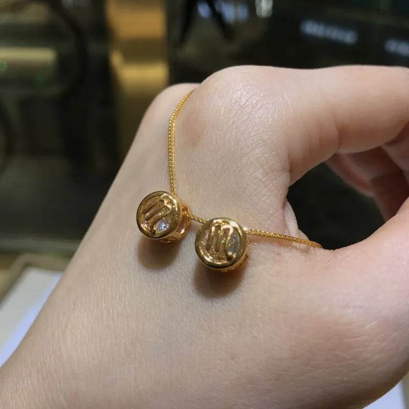 

Подвеска из настоящего золота 18 карат M-образной формы для женщин, роскошный кулон AU750, ожерелье, ювелирные изделия, высококачественный подарок для банкета