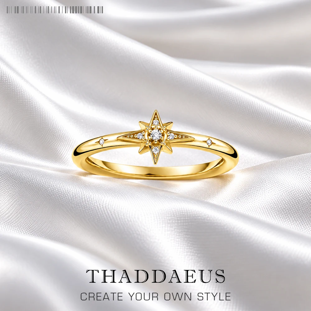 Fascinates Stern-Ring im Europa-Stil, brandneuer glamouröser feiner Schmuck für Damen, Frühling, 925er Sterlingsilber, trendiges Geschenk