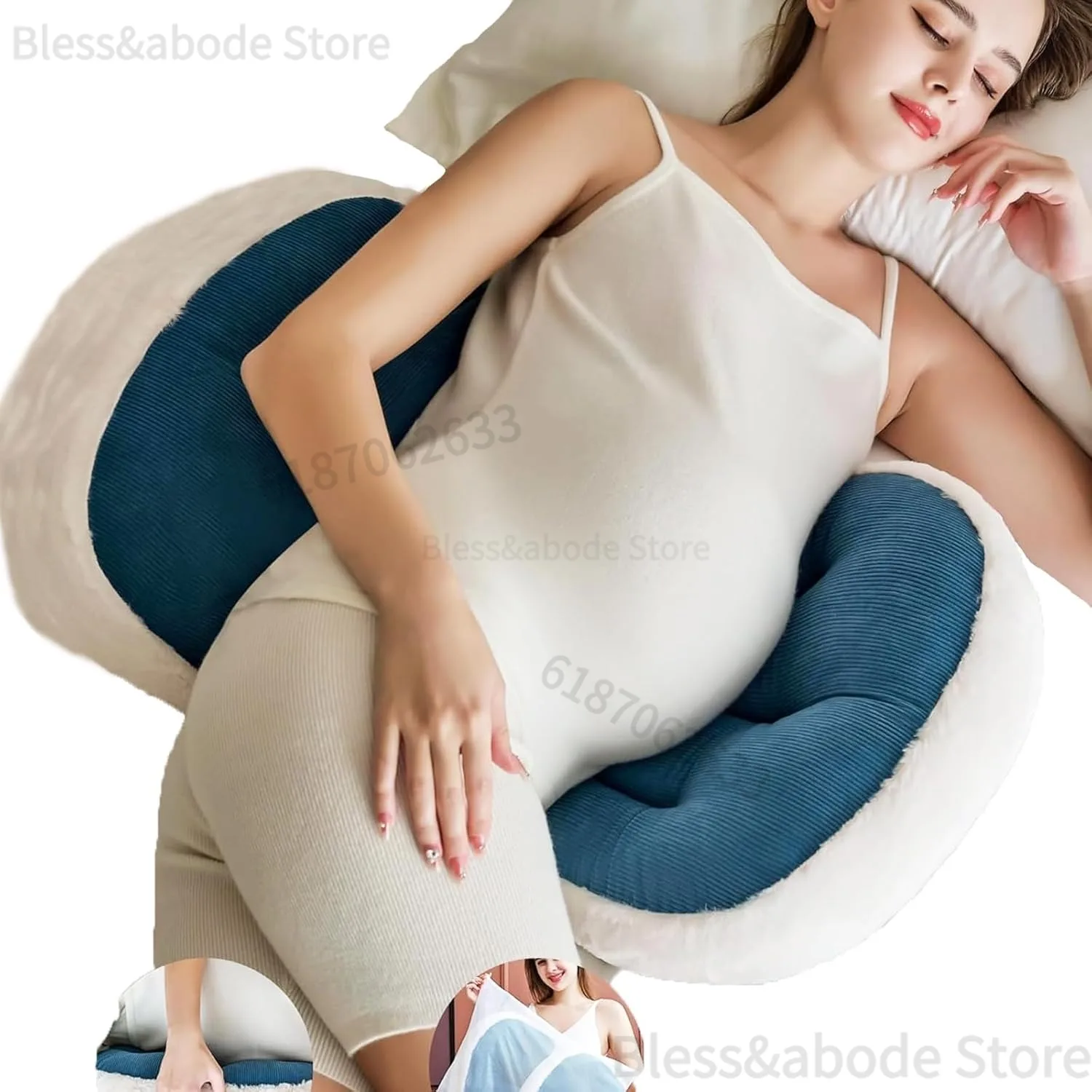 Almohada ergonómica para embarazo para personas mayores, cojín de soporte para embarazo, protección de cintura, alivia la presión Abdominal y la espalda