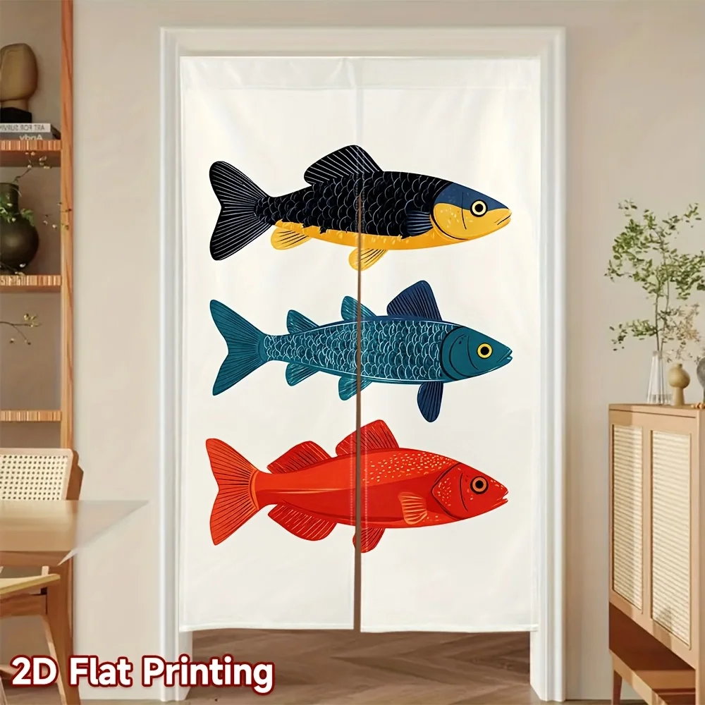 Koi Fish Noren Curtain – Colorful Carp Design, Traditional Japanese Style, Machine Washable, for Doorway or Room Decor