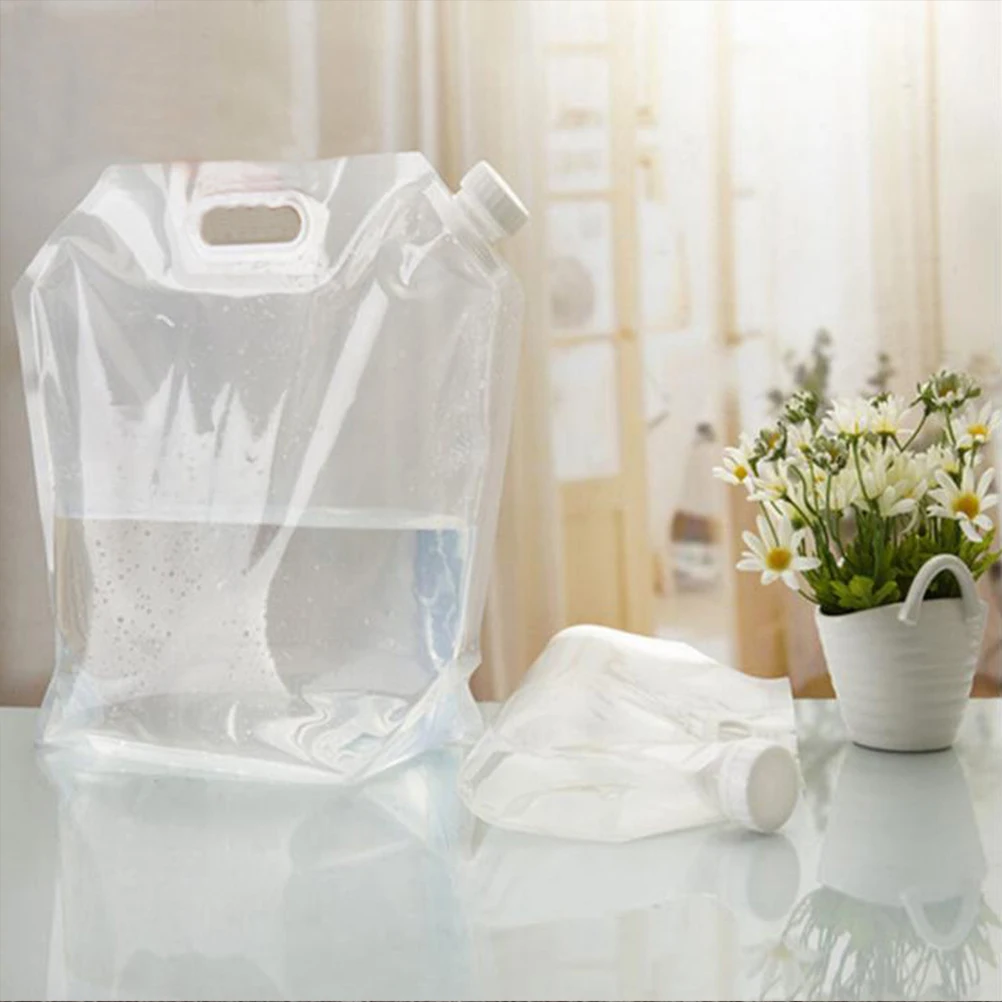 

4PCS 5L Foldable Bucket Water Portable Water Storage Container Tote Bag for Hiking Hunting Travel Outdoor Camping (Clear)