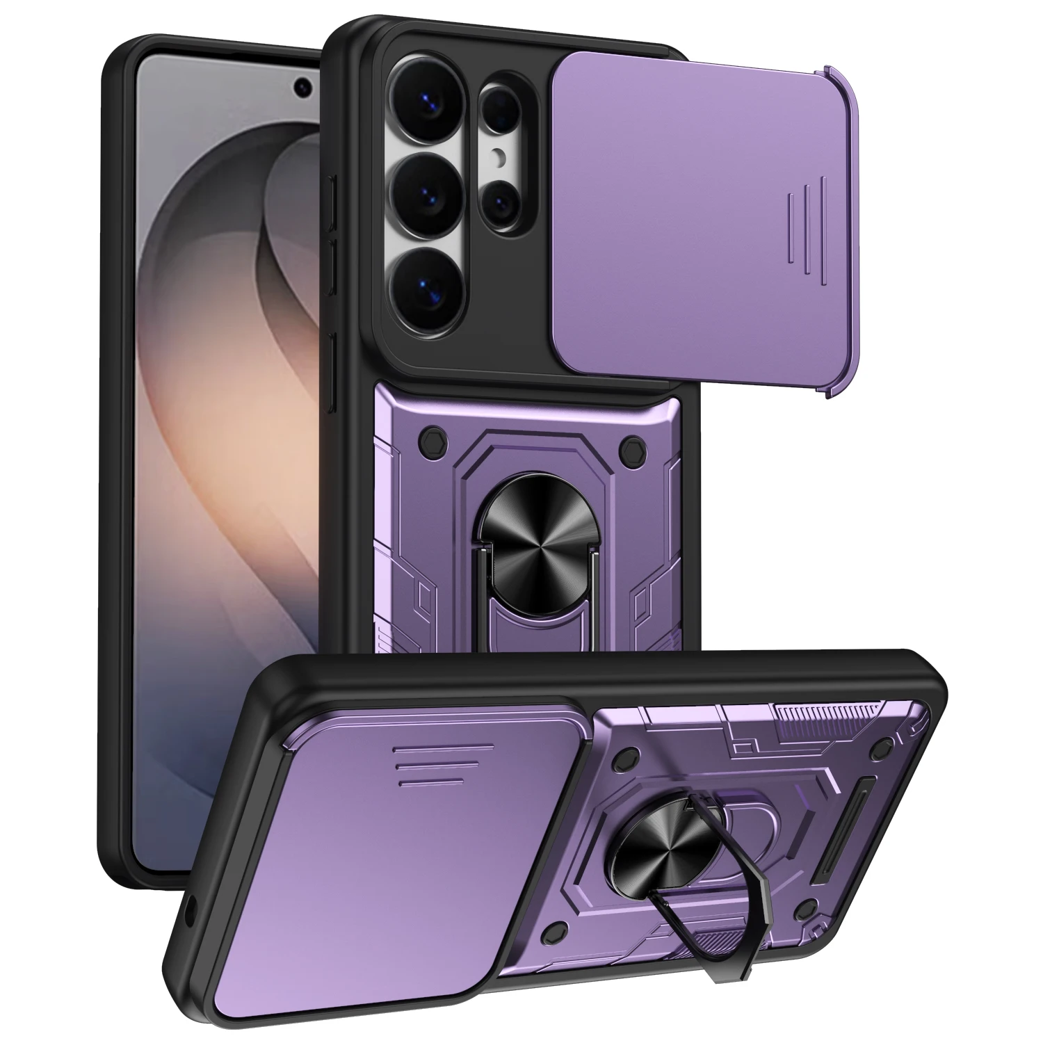 360° Rotating Magnetic Ring Stand Phone Case for Samsung S26 Ultra A17 A27 A57 A37 Comfortable Grip Camera Protection Slim Cover