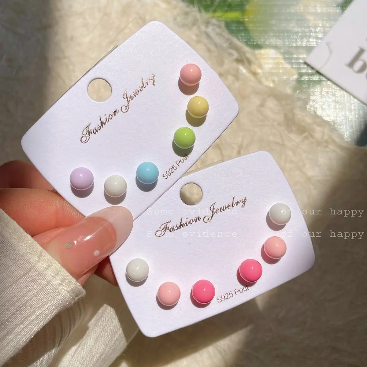 KADRUFI Cute Colorful 6mm Candy Color Ball Stud Earrings for Women Korean Fahion Summer Mini Sweet Kpop Bead Earring Jewelry