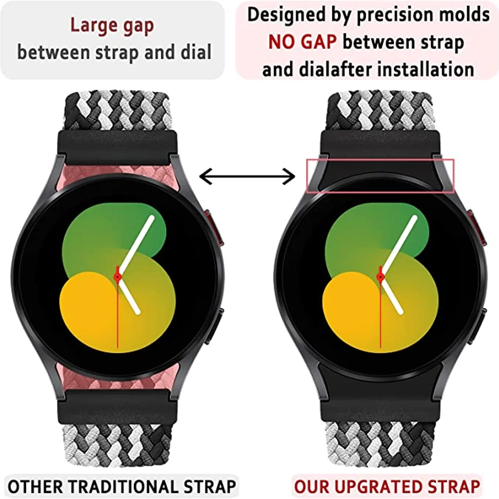 No Gaps Band for Samsung Galaxy Watch 4, 44mm, 40mm, 6 Classic, 43mm, 47mm, 20mm, 46mm, Solo Loop Strap, Pulseira Correa, 5 Pro, correia 45mm