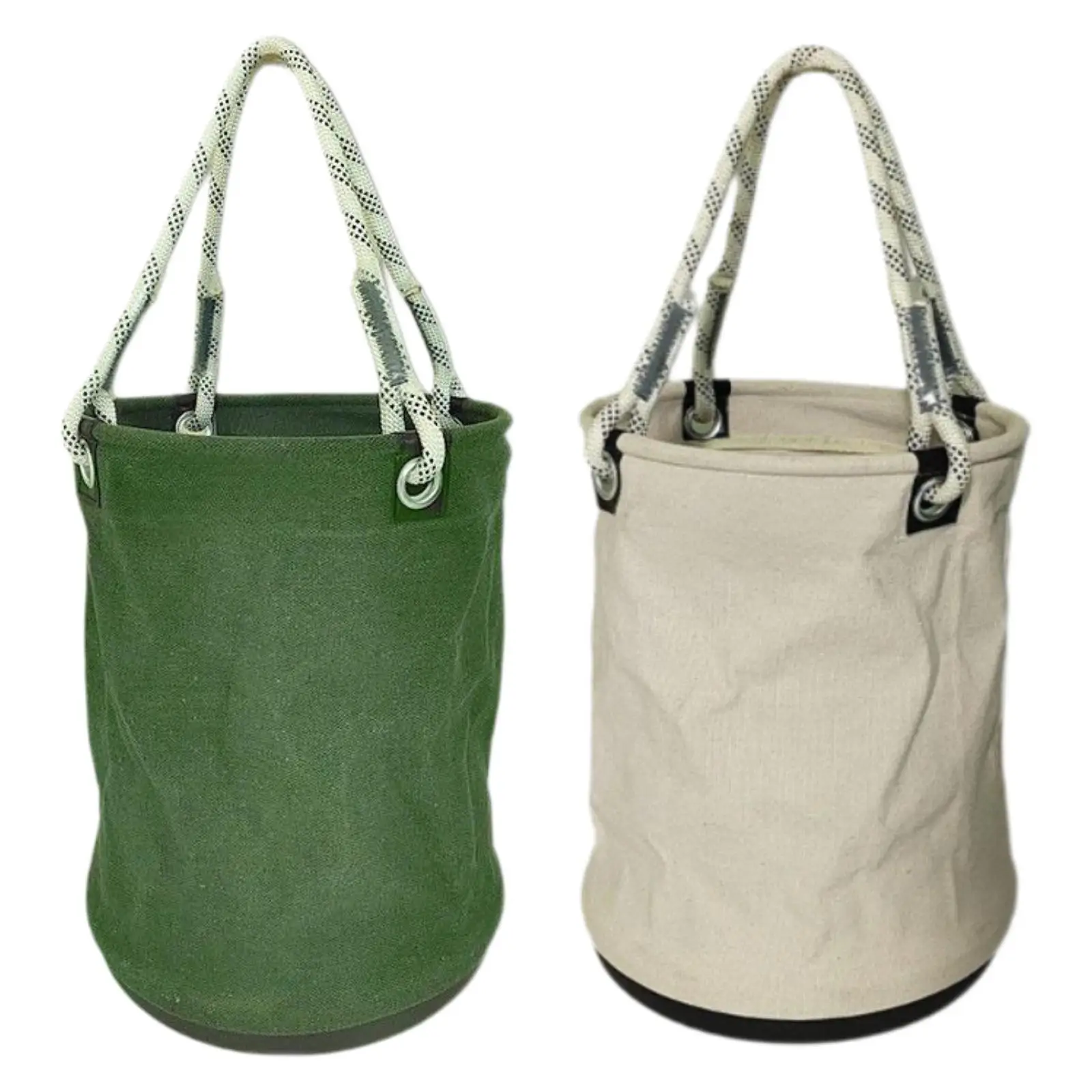 Canvas Bucket with PP Base Foldable Reusable Sturdy Multipurpose Insulated Design Wide Wall Bucket Canvas Bucket Style Bag