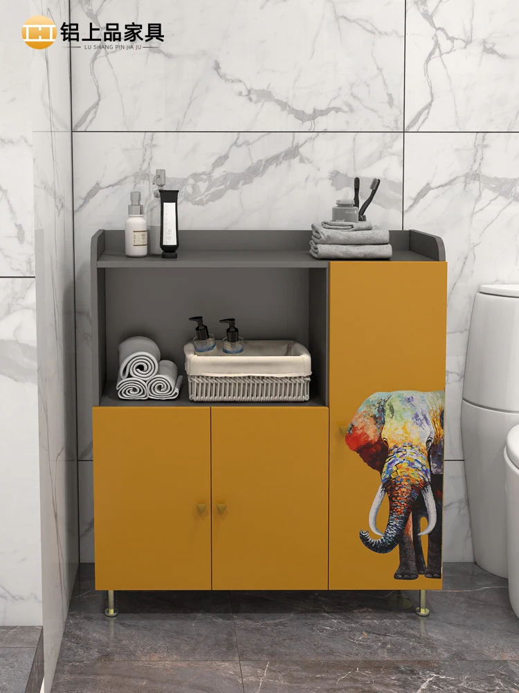 XL Storage Cabinet Aluminum Alloy Solid Wood Side Cabinet Locker Toilet Side Cabinet Storage Cabinet