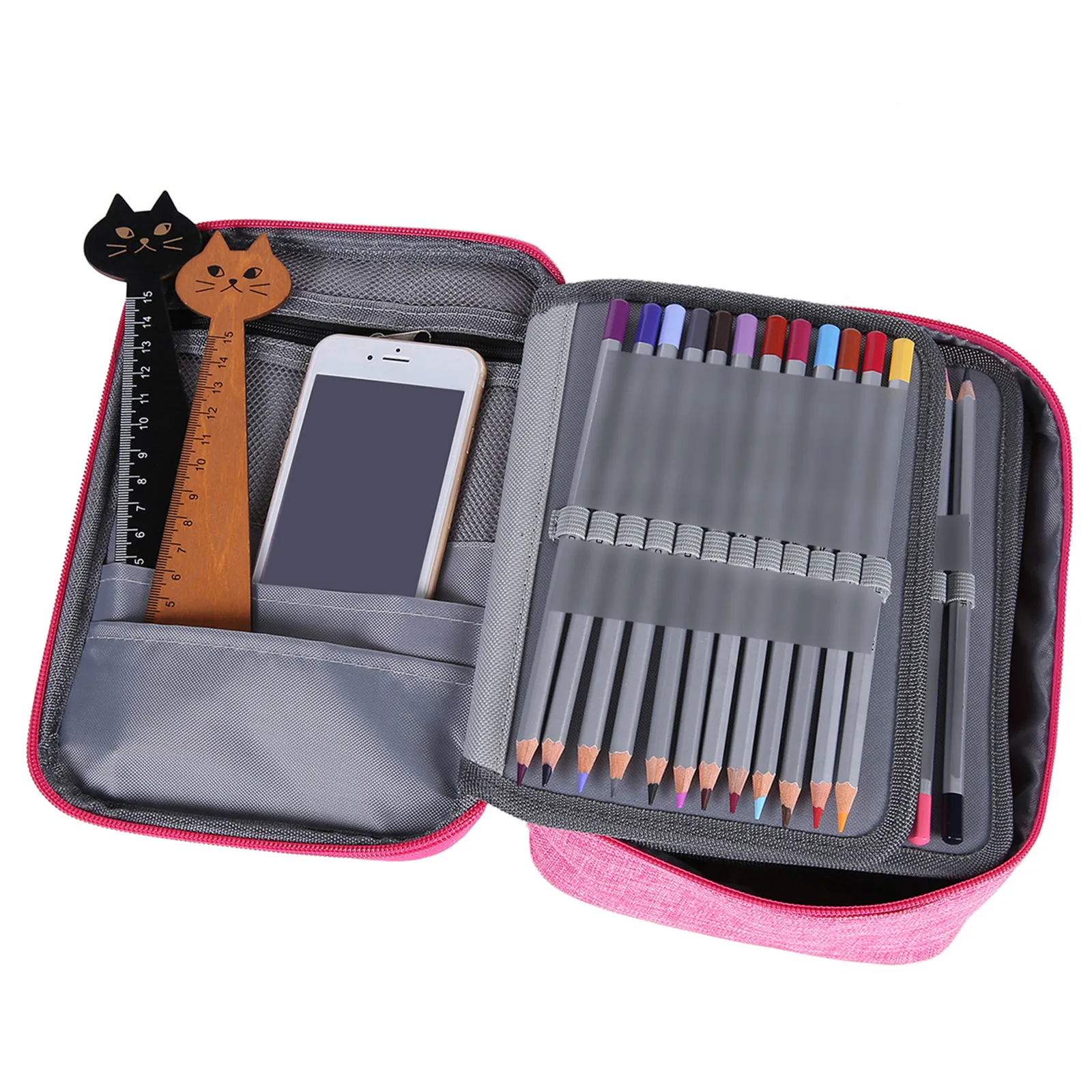 72 Holes Multifunction Pencil Box for Artists Students Professionals Pencil Bag for Art Office Makeup Supplies Compact