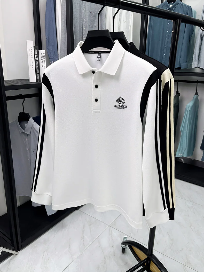 

Long sleeved polo shirt 2025 Spring and Autumn new style shirt collar long sleeved t-shirt business light mature style