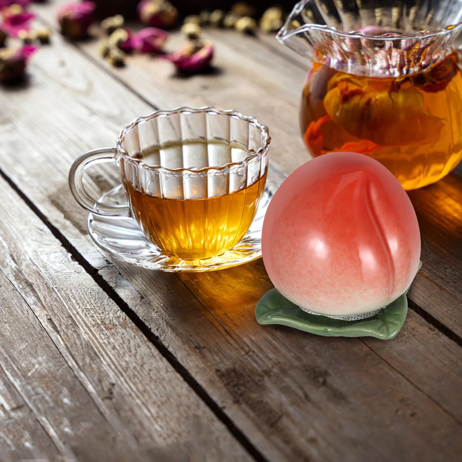 

Peach Shaped Ceramic Storage Jar Premium Tea Canister for Loose Tea Coffee Bean Storage Airtight Ceramic Canister Decorative Jar