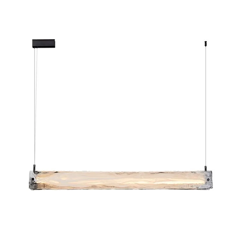 

Italian minimalist light luxury one-word long strip designer Italian cloud glass dining room bar island chandelier