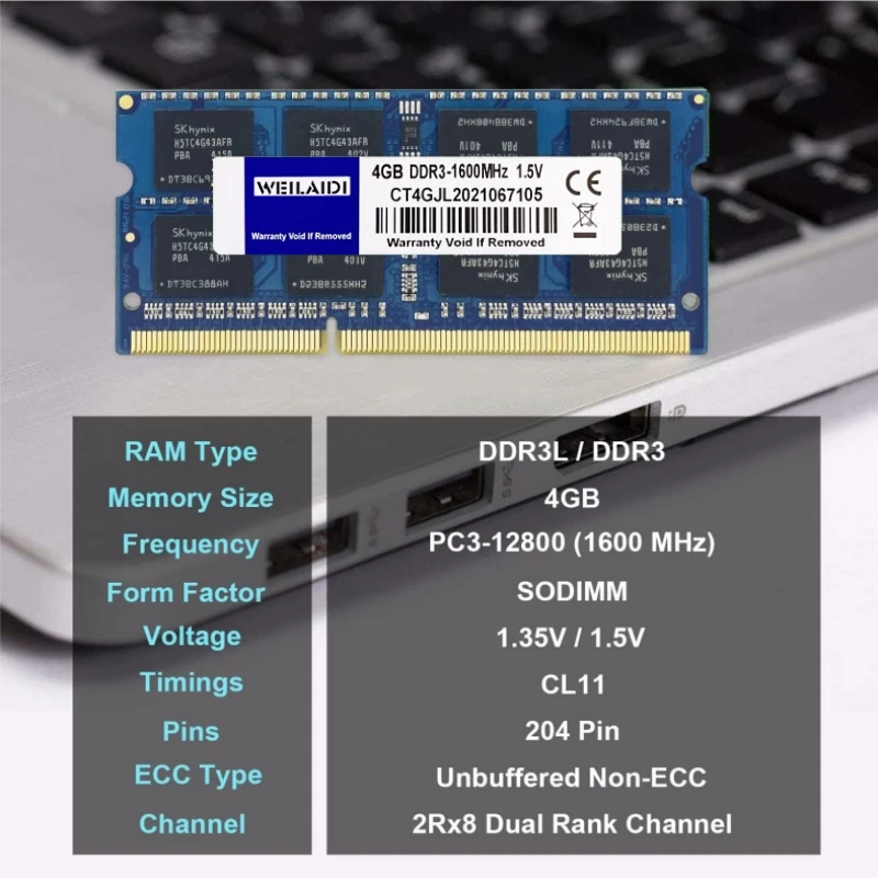 DDR3แรม4GB 8GB 1066 1333 1600MHz SODIMM DDR3L หน่วยความจำ PC3L-12800s 204Pin 1.35V/1.5V CL11 Non-ECC Unbuffered สำหรับโน้ตบุ๊คแล็ปท็อป