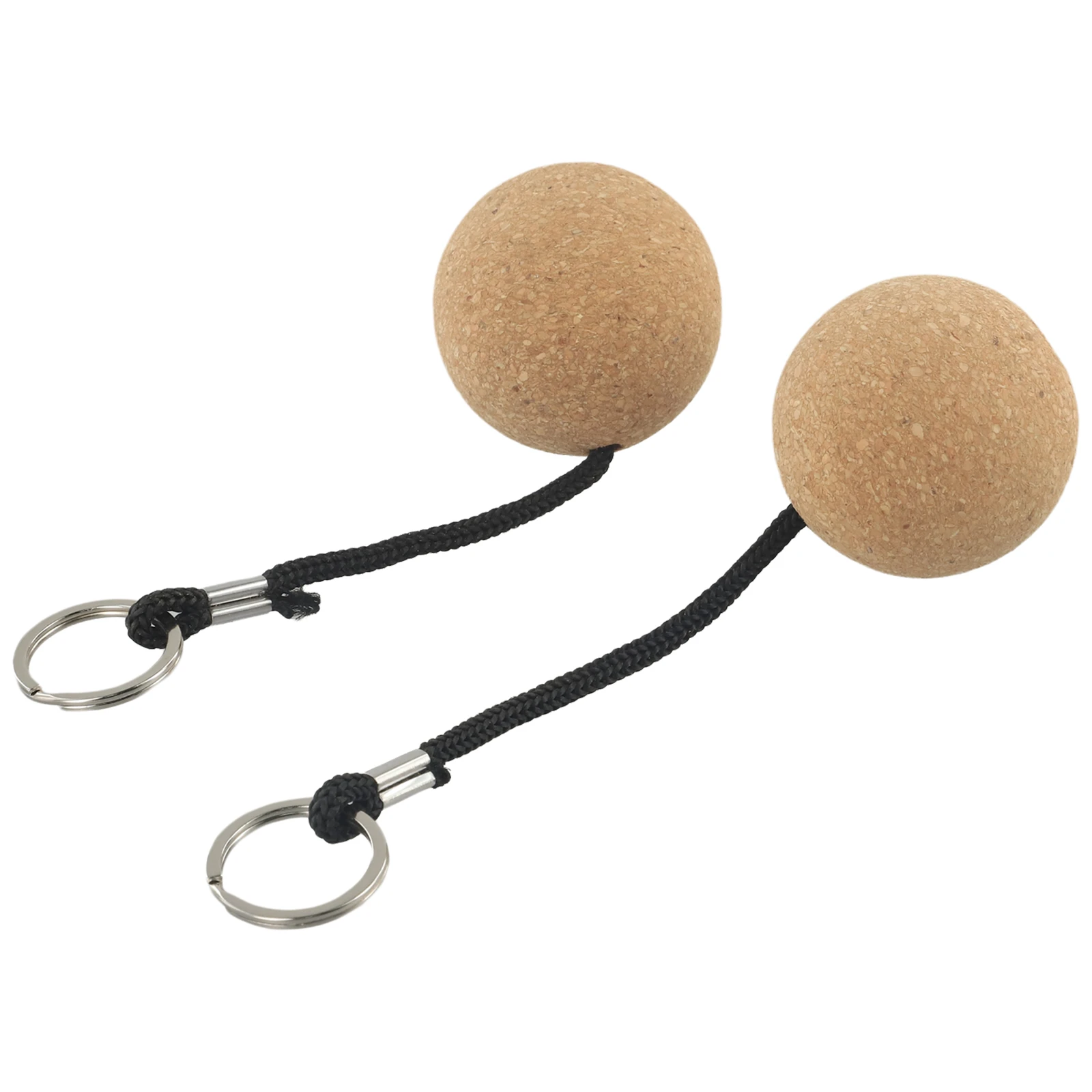 Waterproof Key Security Duo 2x 50mm Wooden Floating Keyrings With Rope Buoyant Ball Keychains For Sea Beach Boat Use