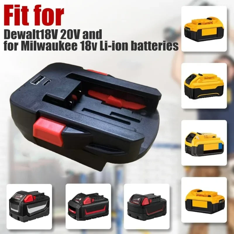 Für Milwaukee 18V und Für Dewalt 20V Batterie DM18V18 Batterie Adapter für Milwaukee V18 18V NI-CD Batterie Werkzeug (mit Typ C Port)
