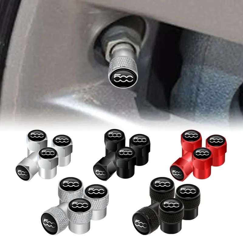 Car Decor For Fiat 500 500X Abarth Scorpion Grande Punto Metal Car Tire Valve Stem Caps Tire Wheel Stem Air Valve Caps 4pcs