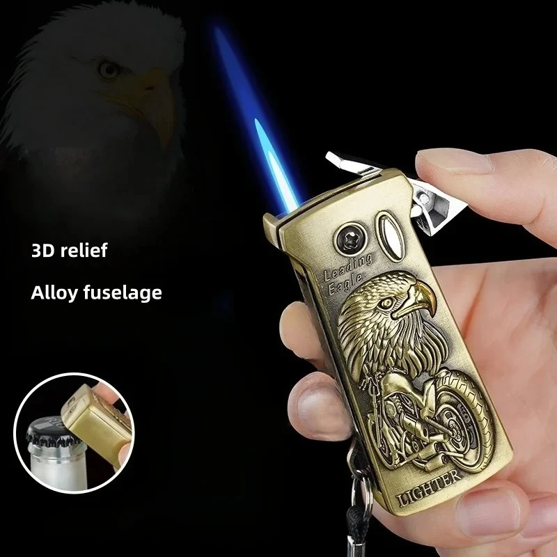 Trendy Outdoor Camping Torch Inflatable Lighter Portable Folding Multi-functional Windproof Lighter with Bottle Opener