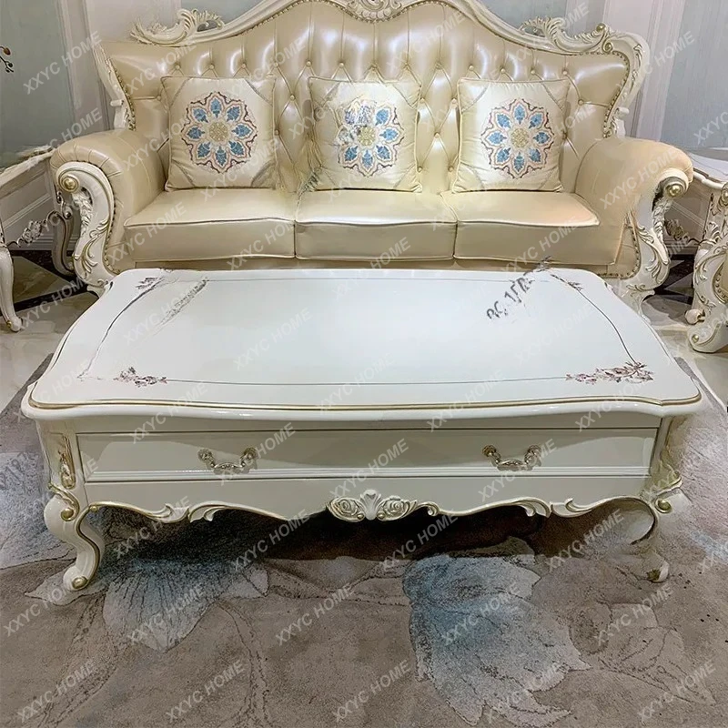L solid wood coffee table corner combination living room pearlescent white piano paint modern simple furniture