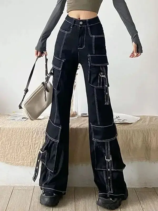 Overalls High Quality Multiple Pockets Large Size Gothic Women Pants Hippie Baggy Trousers Black Cargo Pants Y2k Pants