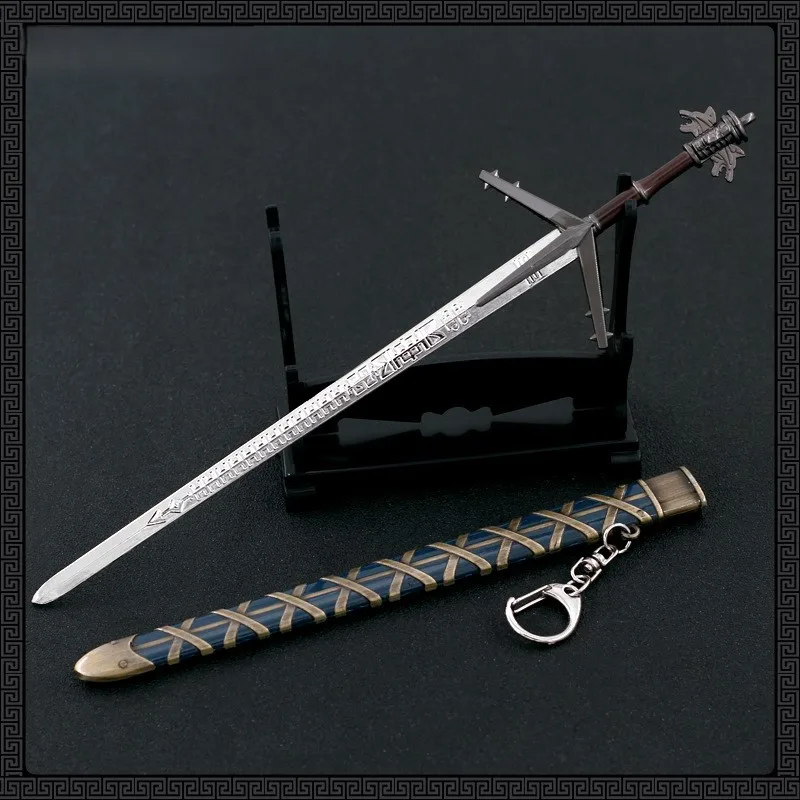 Espada de lago Aerondight de 22CM, totalmente de Metal con funda, artefacto coleccionable, fantasía Medieval, artesanía de acero Noble, arte de exhibición