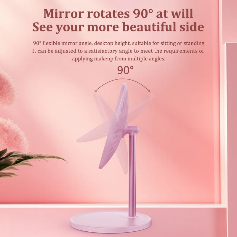 Tragbarer LED-Schminkspiegel mit Touchscreen, USB-Aufladung, Kosmetikspiegel mit Licht – klappbarer runder Kosmetikspiegel für die Schönheit zu Hause