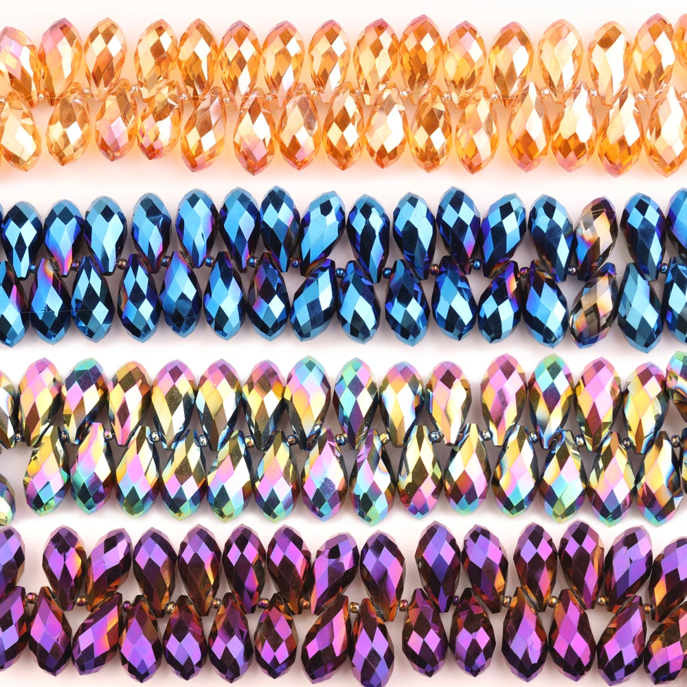 20 Stück/Lot 10x20MM Glas-Tropfenperlen Kristall Birnenform Anhänger Bastelbedarf für DIY-Herstellung von Halsketten Ohrringen Schmuckzubehör