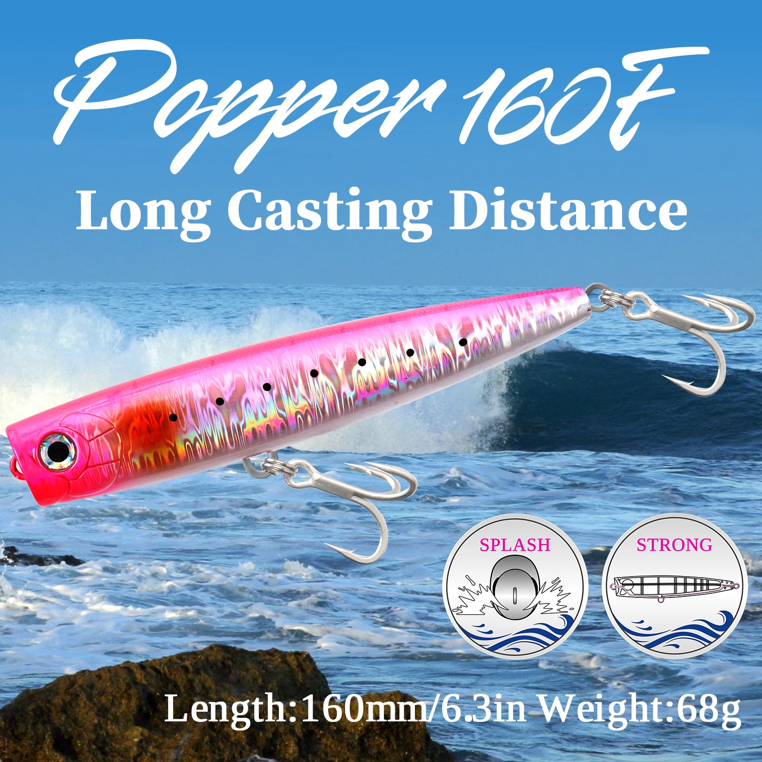 

TSURINOYA 160F приманка для морской рыбалки Topwater Popper 160 мм 68 г приманка для троллинга для лодки GT жесткие приманки длинные крючки для морской воды