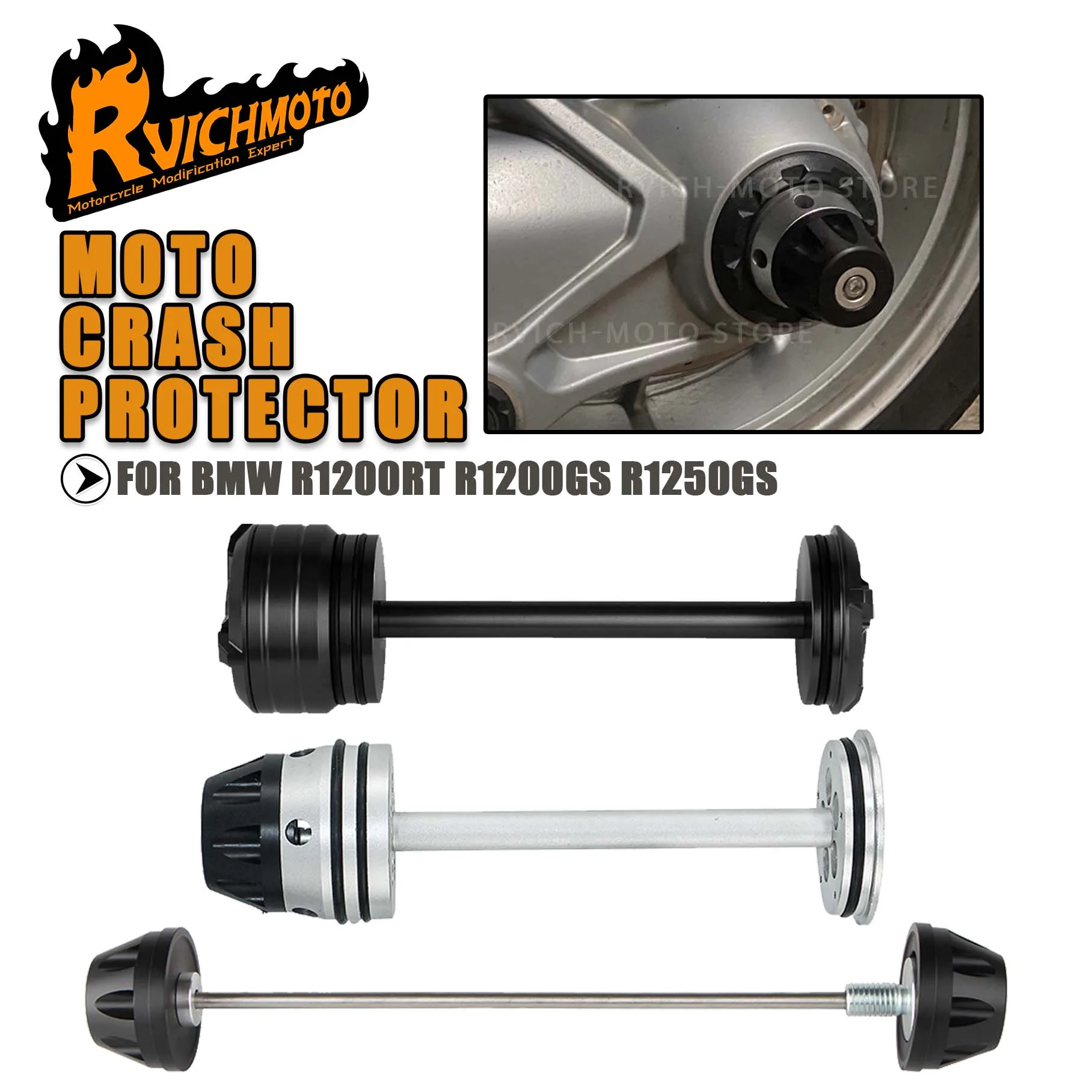 

R 1200RT Front Rear Wheel Fork Axle Cap Crash Slider Spindle Hub For BMW R1200 R1250 RT GS LC ADV Adventure Falling Protector