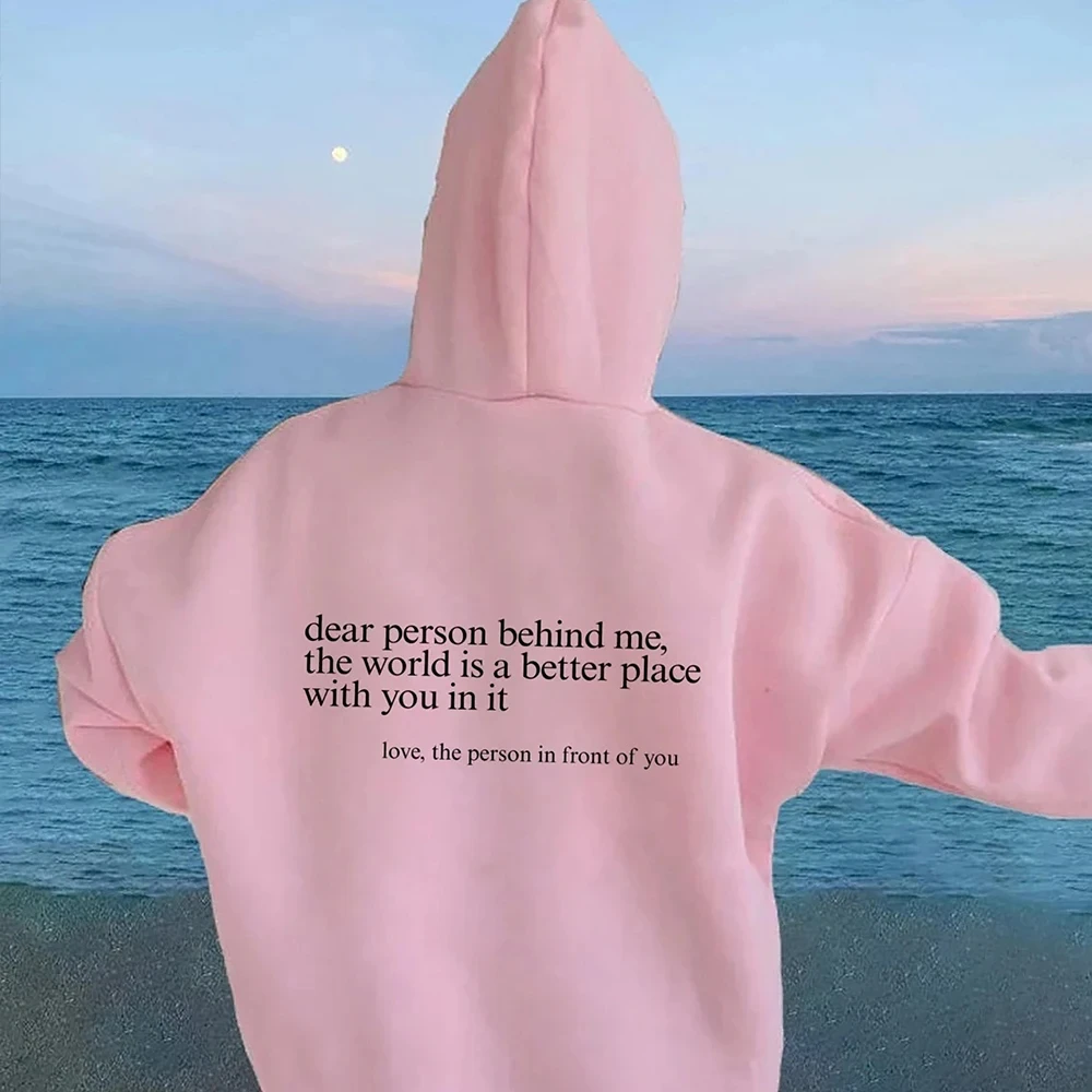 

Deer Person Behind Me Print Large Size Hoodies A Positive Phrase For Mental Health Women's Unisex Sweatshirts Warm Soft Pullover