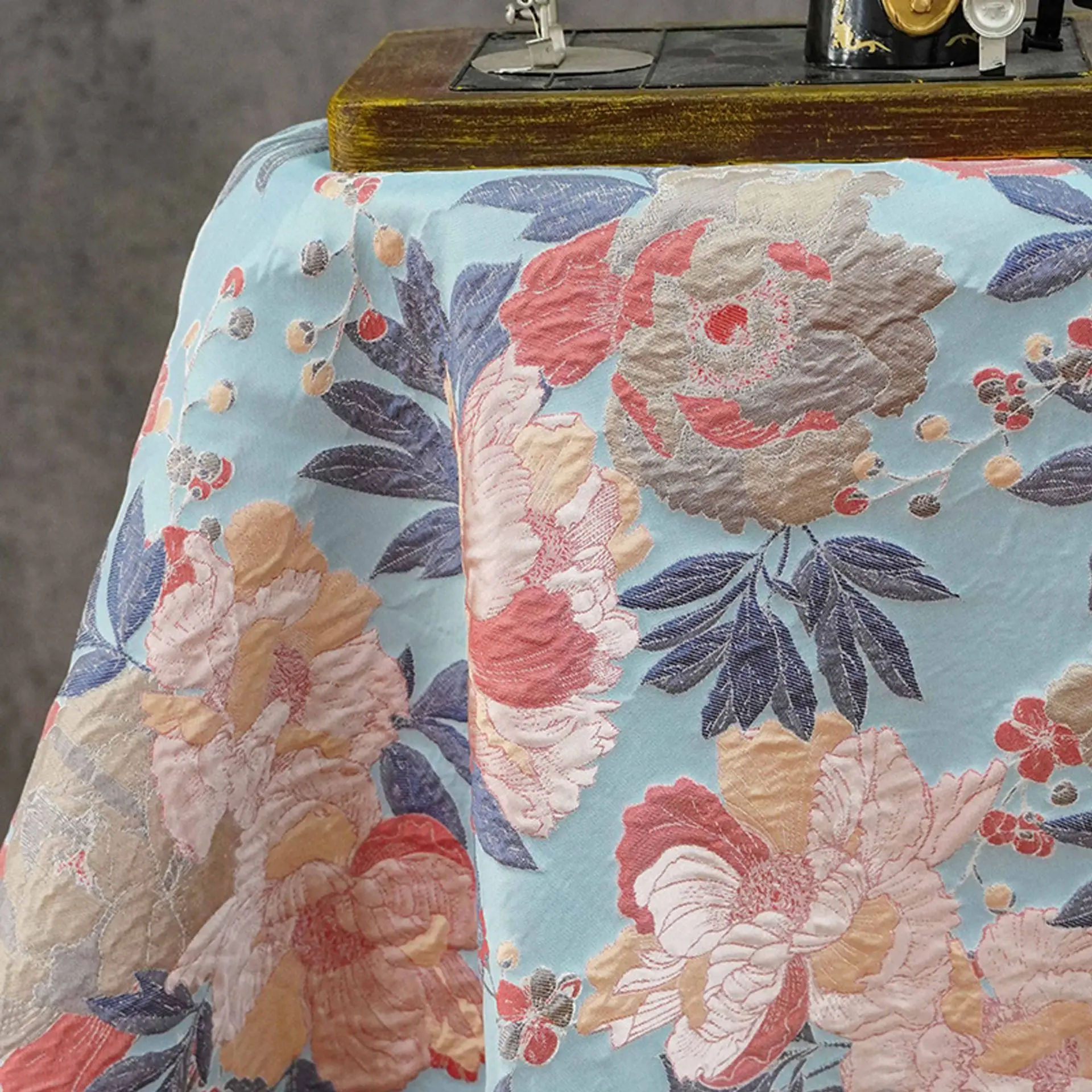 Embossed Floral Woven Yarn Dyed Jacquard Fabric Traditional Cheongsam Dress Vest Jacket Pillow Decorative Sewing Fabric