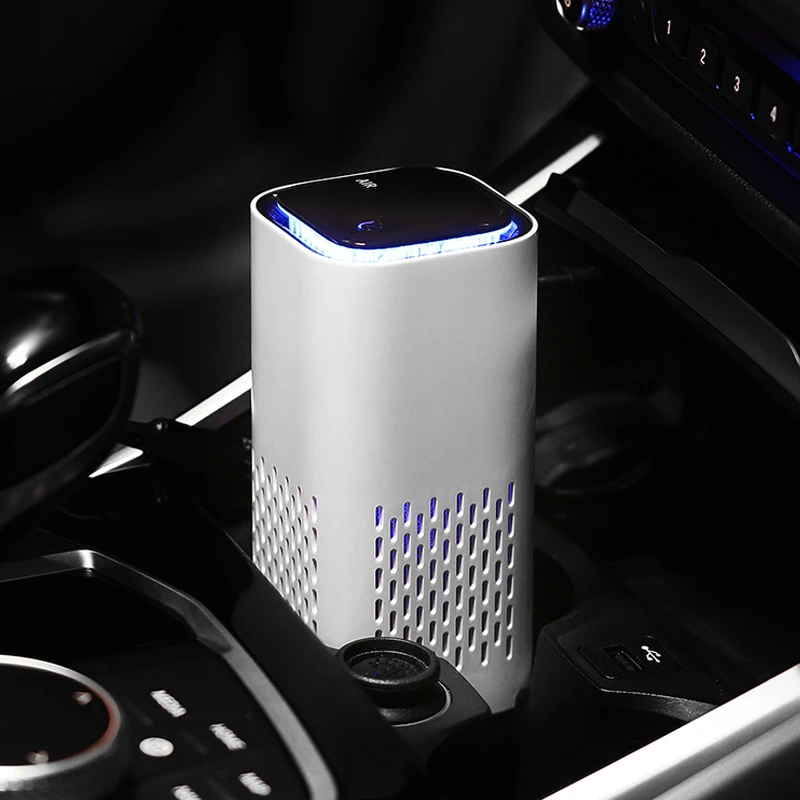 Purificateur d'air portable pour voiture avec générateur d'ions négatifs, triple filtrage, lumière ambiante, élimine efficacement la fumée et la poussière