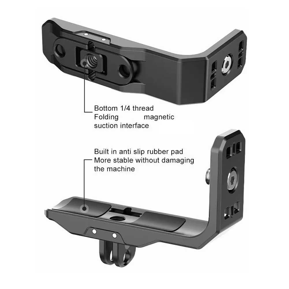 Black For Insta360 X4/X3 Magnetic Metal Horizontal L-shaped Bracket Magnetic Shooting Stand Mounting Bracket Camera Accessories