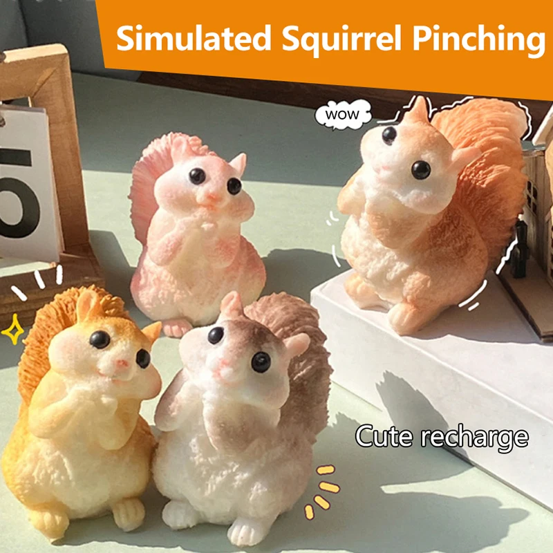 1PC Cute Squirrel Pinching Slow Rebound Decompression Vent Props Stress Release Gift Squirrel Mochi Soft Rubber Toy