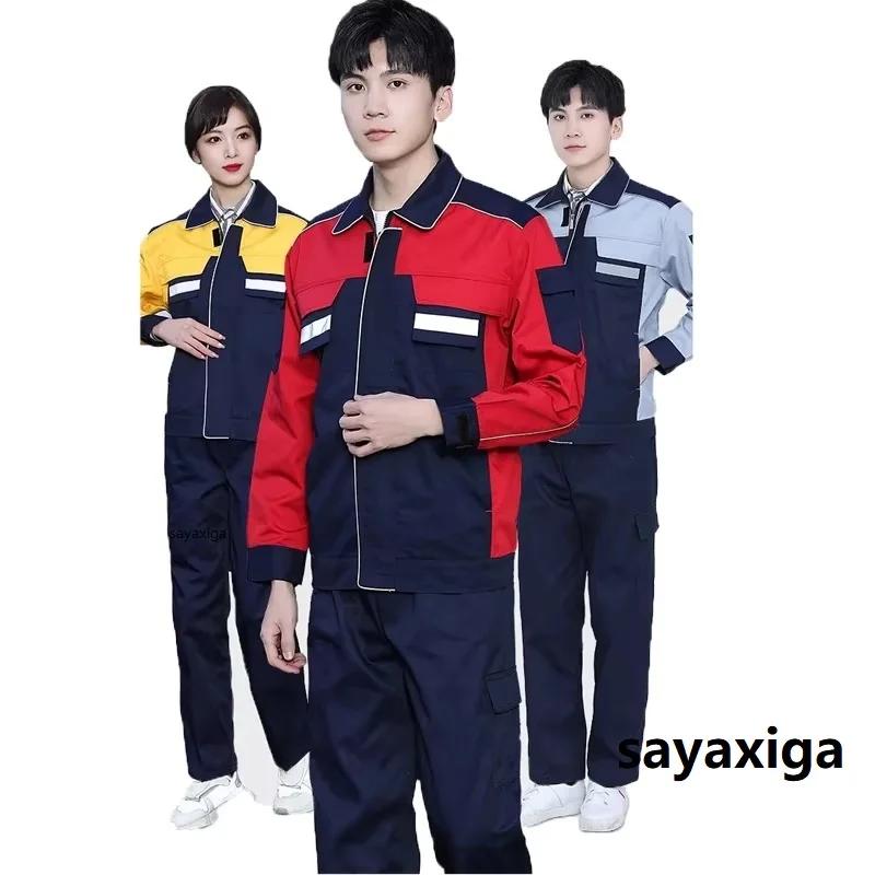 

Safety Work Clothing For Men Reflective Stripe Factory Working Coveralls Wear Resistant Mechanical Welding Road Worker Uniforms