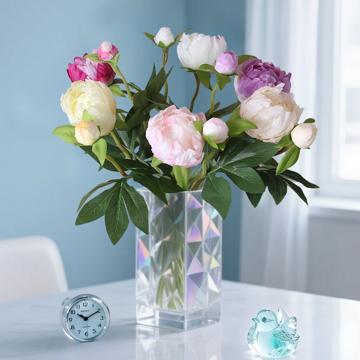 

European style mini bedside simulation peony wedding home soft furnishing flower arrangement fresh flower arrangement fake peony