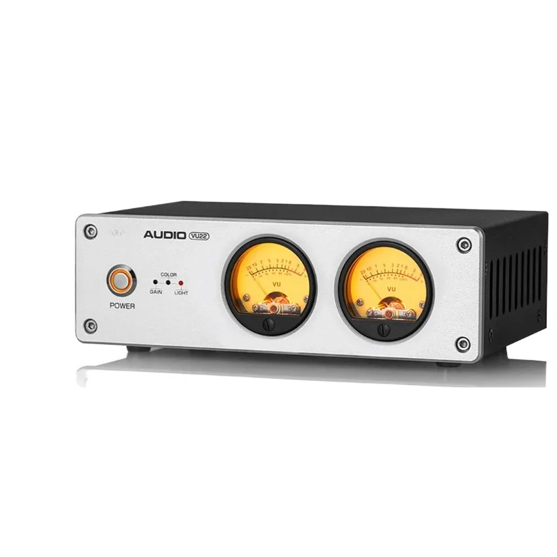 VU22 Dual Analog VU Meter with Mic & Music Rhythm LED, Aluminum Alloy Sound-Activated Light