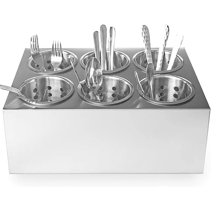 Commercial 6-Hole Stainless Steel Cylinder Flatware Silverware Utensil Holder Organizer Caddy asesorios de desbrozadoras