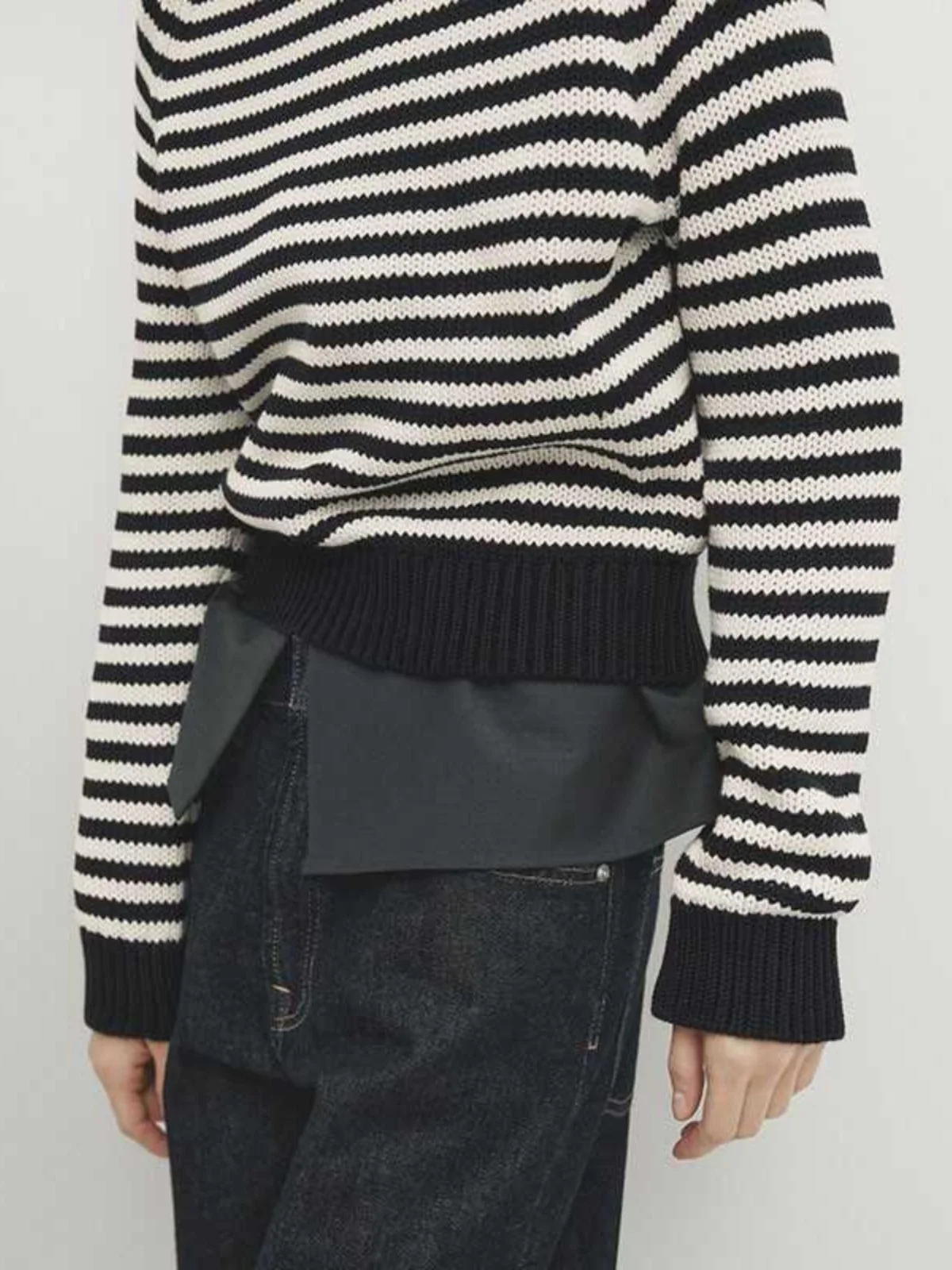 مريحة القطن الخالص مخطط تريكو جولة Ne سترة عارضة تخفيف Sle فضفاضة تناسب طويلة Sve ort طول محبوك أعلى