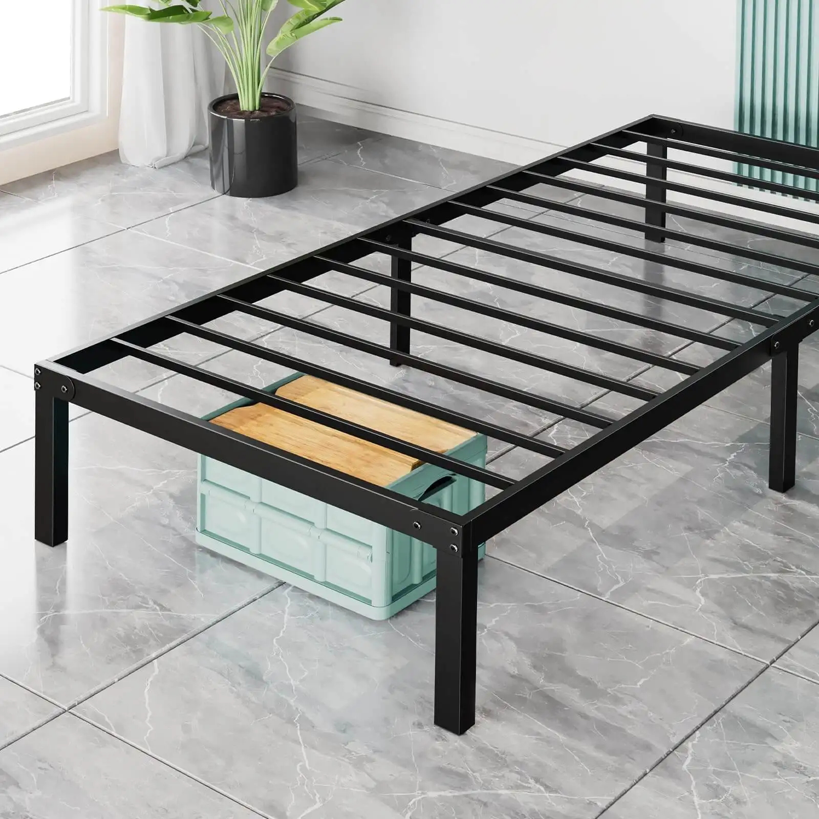 High Quality Metal Platform Bed Heavy Duty Steel Twin Size Bed Frame Single Mattress Foundation