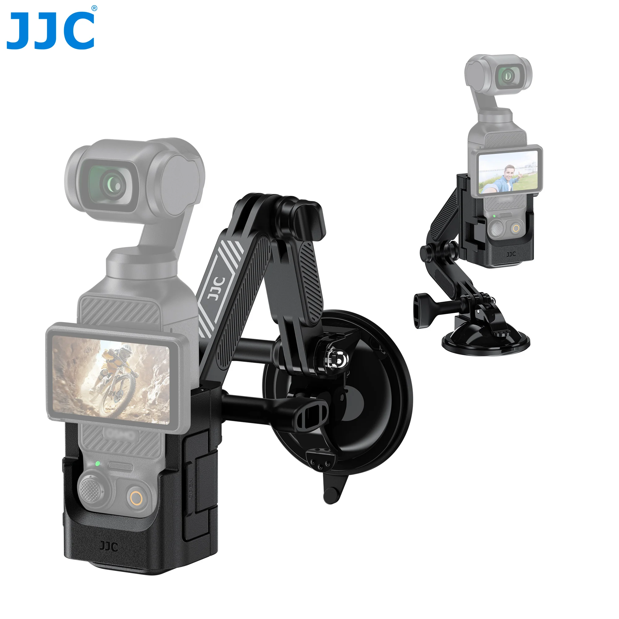 JJC Dudukan Cangkir Hisap Rilis Cepat untuk DJI Pocket 3 Dudukan Sudut Dapat Disesuaikan Braket Adaptor Dudukan Mobil dengan Dudukan Sepatu Dingin