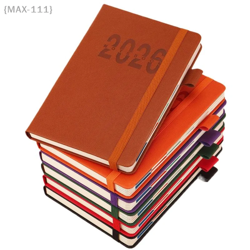 

Ежедневный ежемесячный планировщик на 2026 год, кожа в твердом переплете с красочными ежемесячными метками, 400 страниц с датами для ежедневного расписания и организации